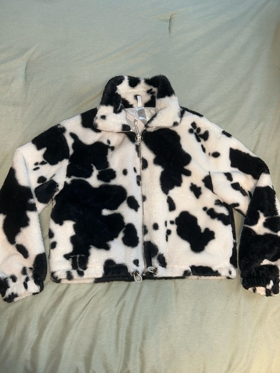 Jackets & Blazers - Women’s Black & White Faux Fur Cow Print Jacket